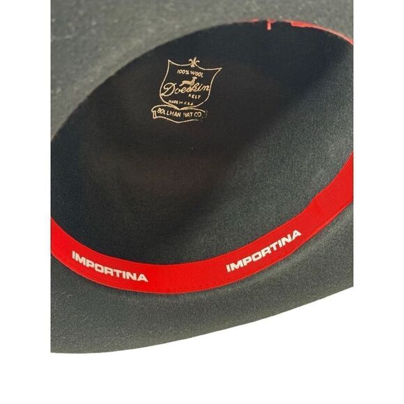 Vintage Bollman Hat Co. black doeskin felt wide brim wool hat with gathered ribb - Picture 13 of 13